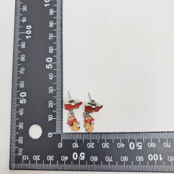 Vintage Disney Minnie Mouse Enamel Bow Dangle earrings - Picture 8 of 8